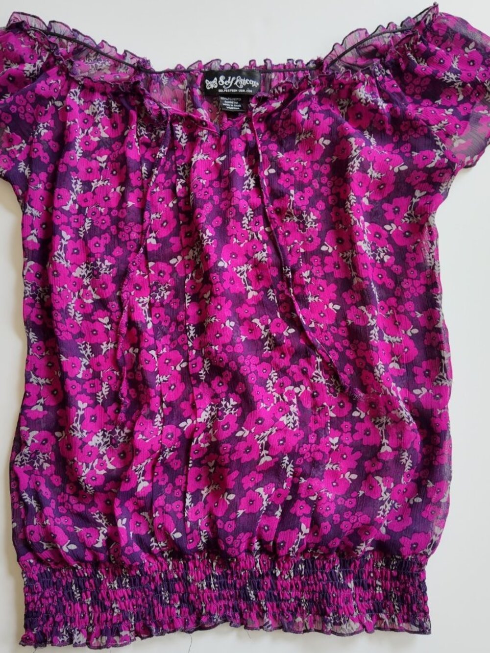 y2k self esteem floral see thru blouse size medium vintage 2000s